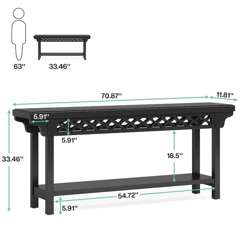 Solid Wood Sofa Table Narrow Long for Living Room Entryway