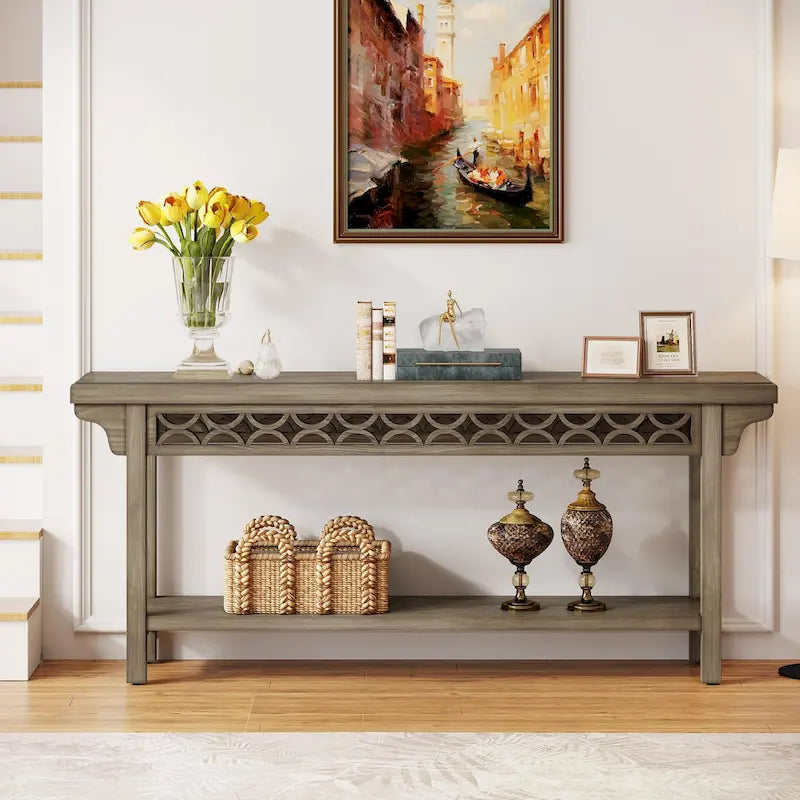 Solid Wood Sofa Table Narrow Long for Living Room Entryway