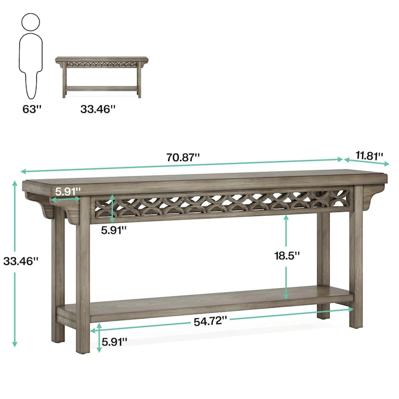 Solid Wood Sofa Table Narrow Long for Living Room Entryway