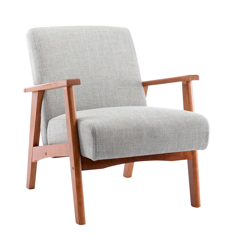 Fabric Upholstered Accent Chair with Beechwood Legs