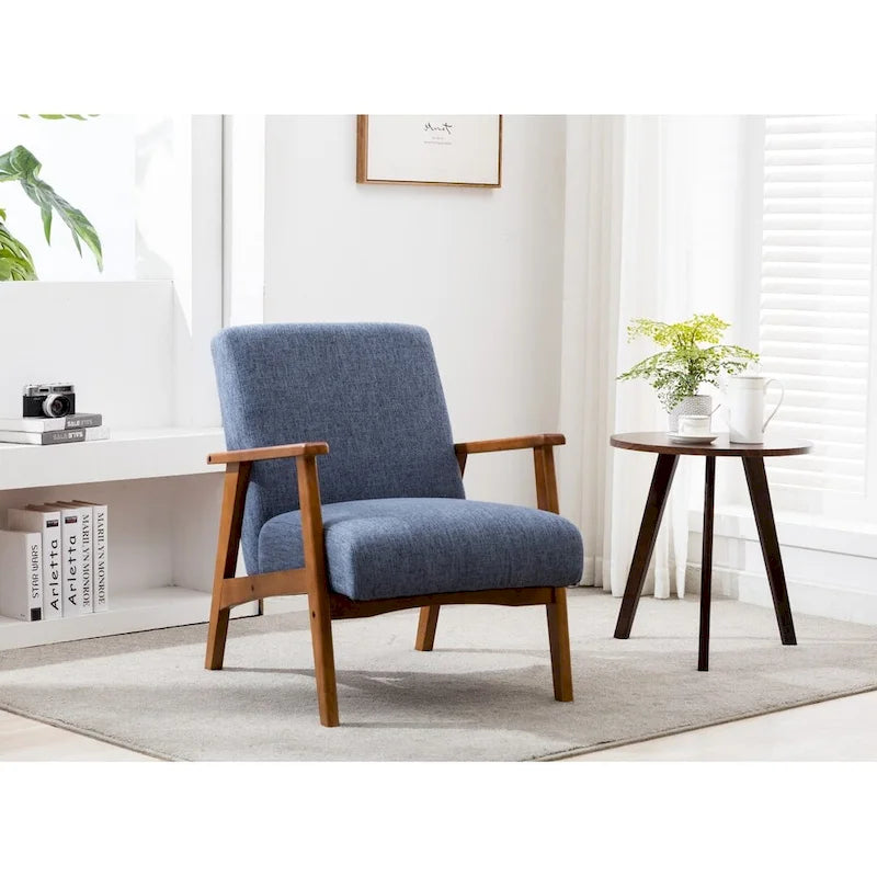 Fabric Upholstered Accent Chair with Beechwood Legs