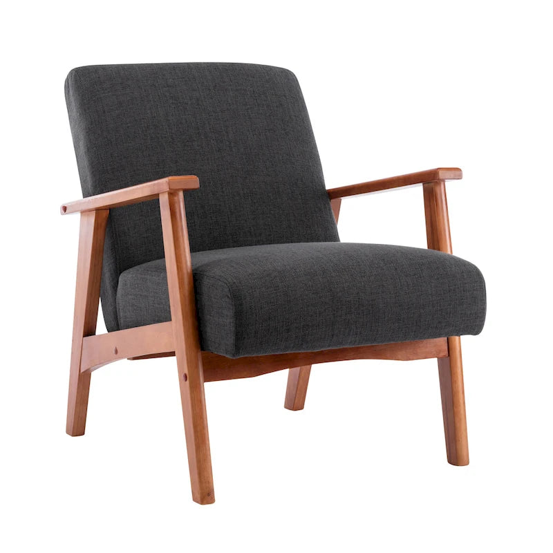 Fabric Upholstered Accent Chair with Beechwood Legs