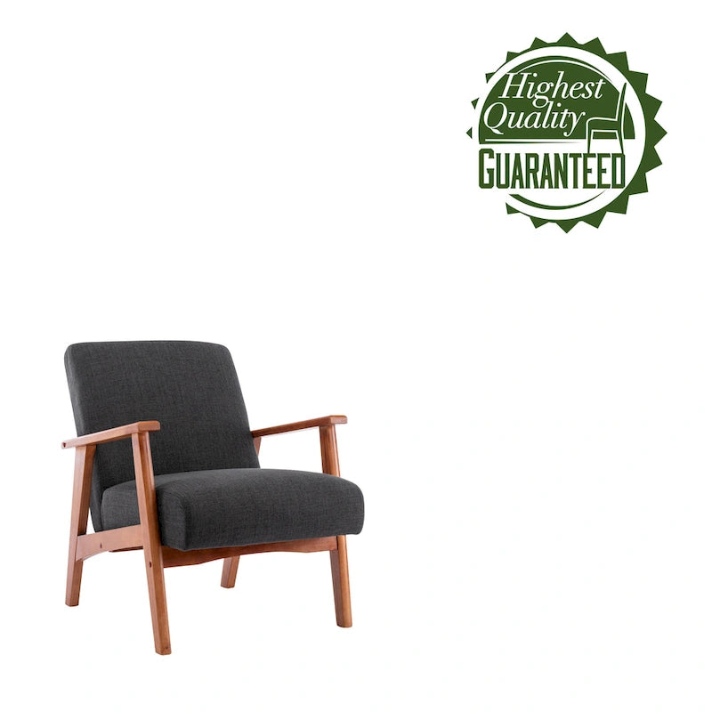 Fabric Upholstered Accent Chair with Beechwood Legs