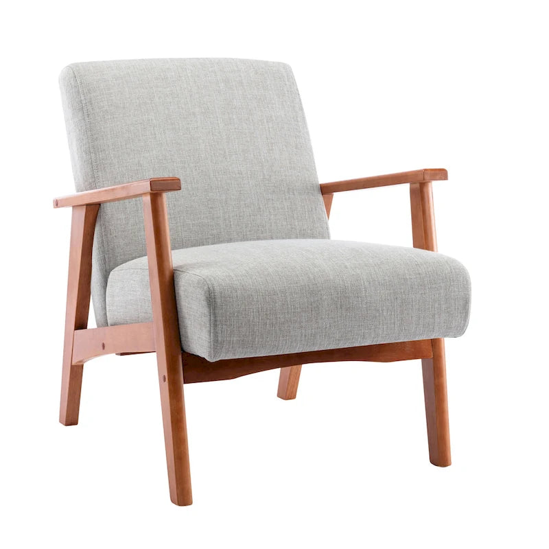 Fabric Upholstered Accent Chair with Beechwood Legs
