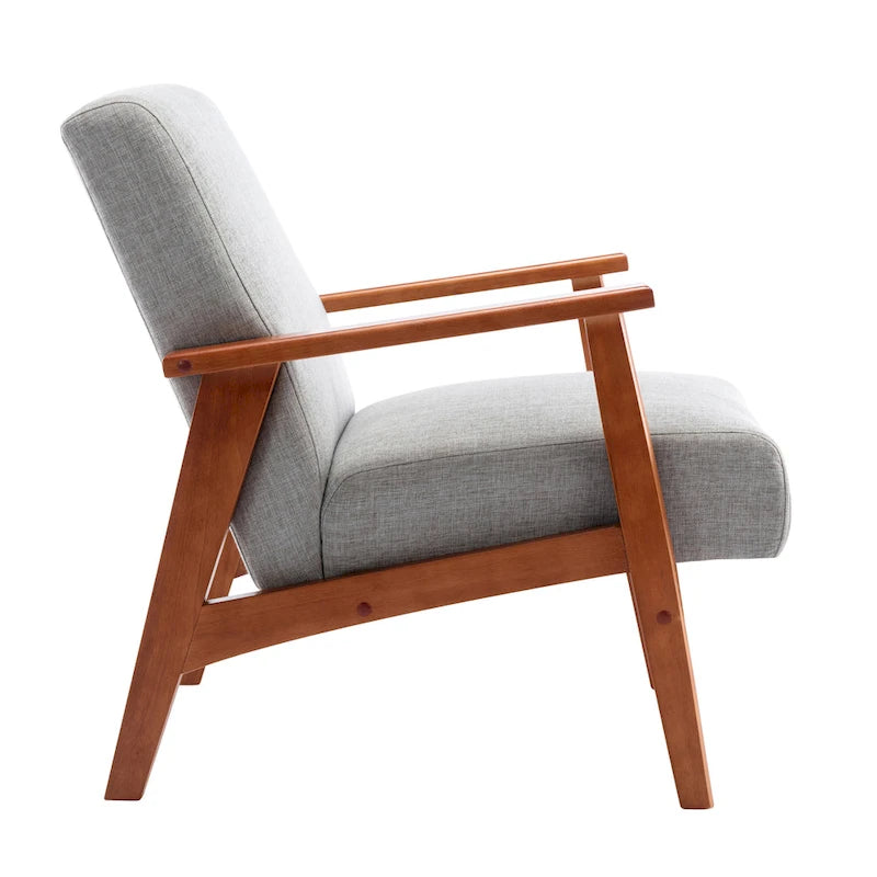 Fabric Upholstered Accent Chair with Beechwood Legs