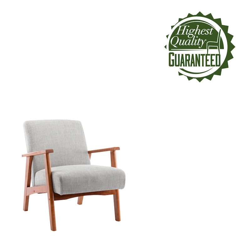 Fabric Upholstered Accent Chair with Beechwood Legs