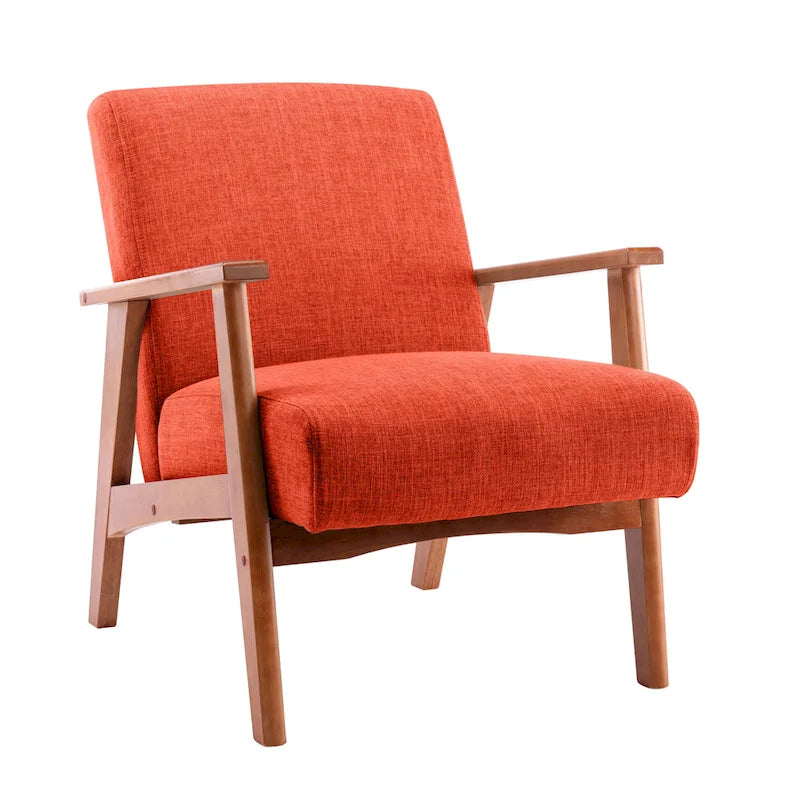 Fabric Upholstered Accent Chair with Beechwood Legs