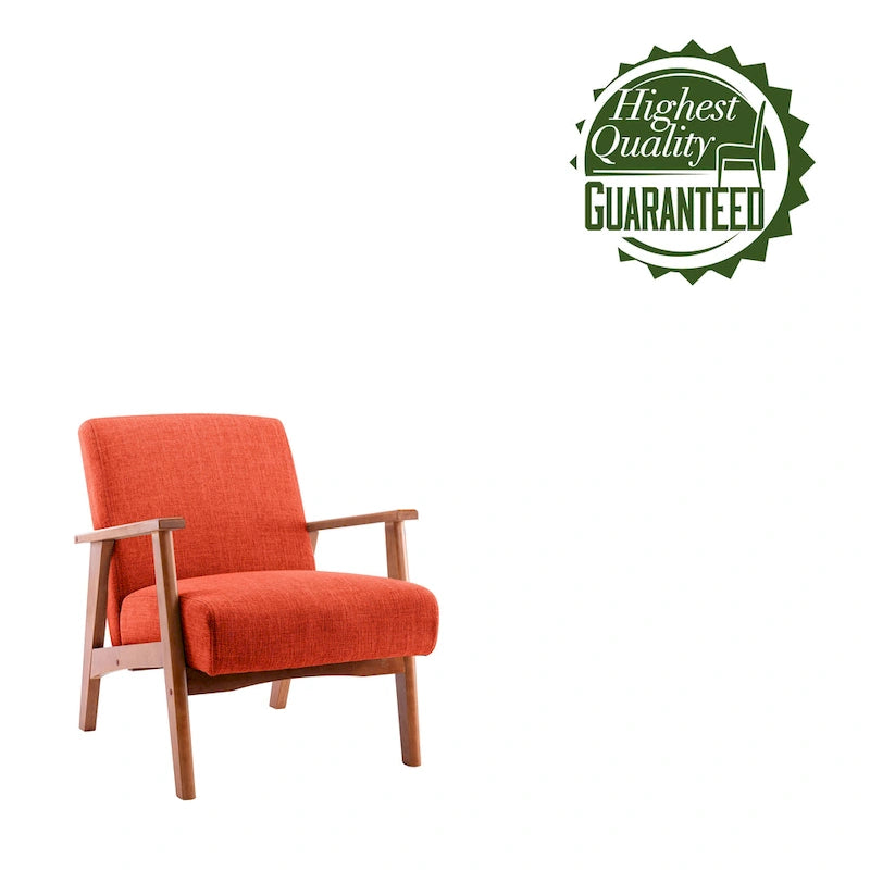Fabric Upholstered Accent Chair with Beechwood Legs