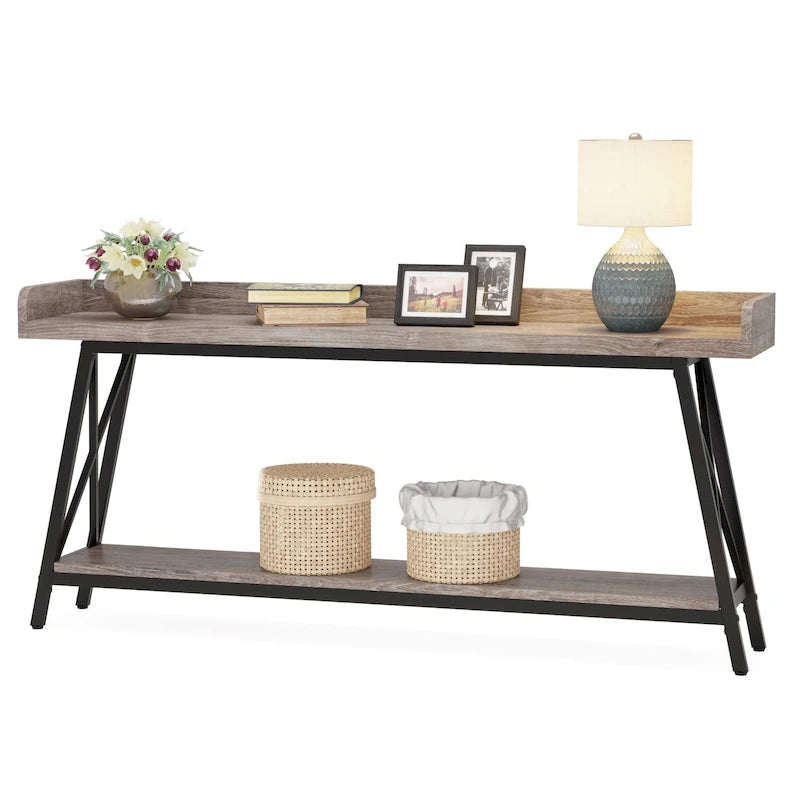 70.9 inch Long Sofa Console Table Behind Couch, Rustic Brown Entryway Table