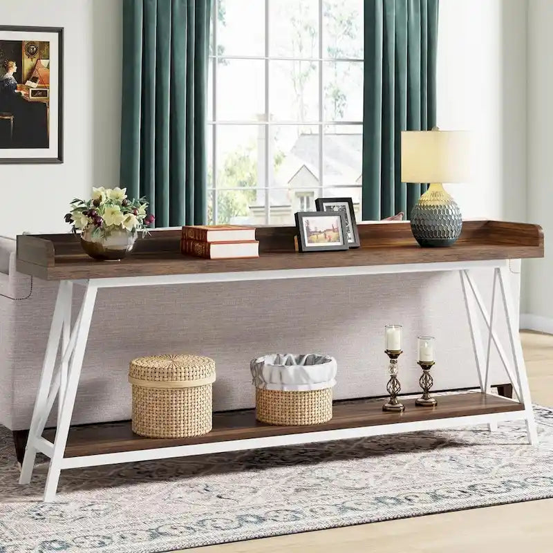 70.9 inch Long Sofa Console Table Behind Couch, Rustic Brown Entryway Table