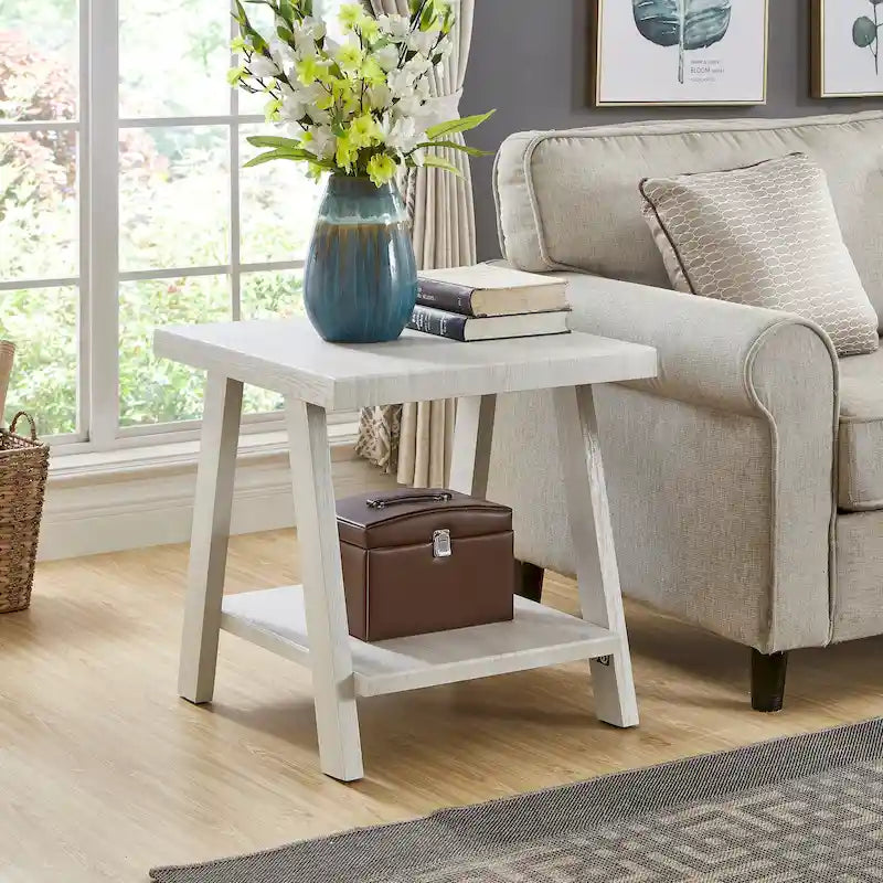 Contemporary Replicated Wood Shelf End Table