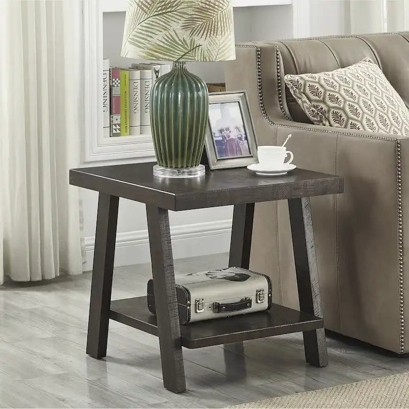 Contemporary Replicated Wood Shelf End Table