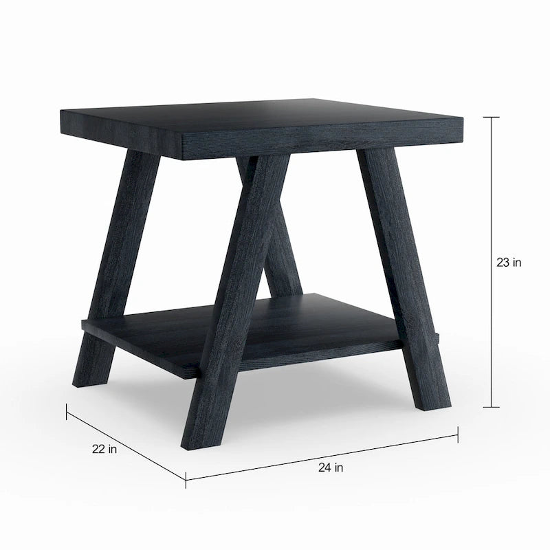 Contemporary Replicated Wood Shelf End Table