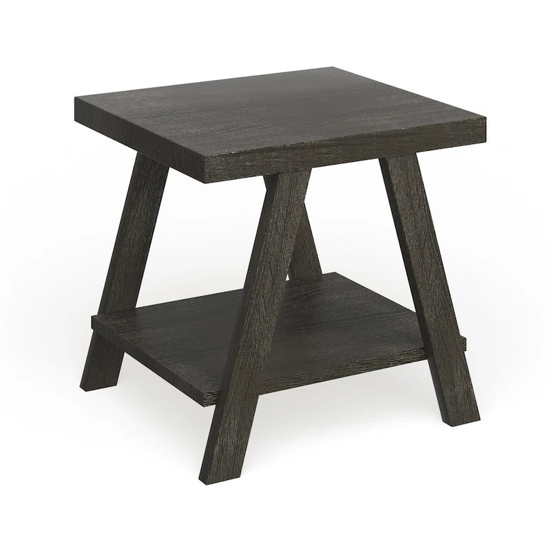 Contemporary Replicated Wood Shelf End Table