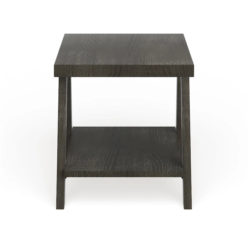 Contemporary Replicated Wood Shelf End Table