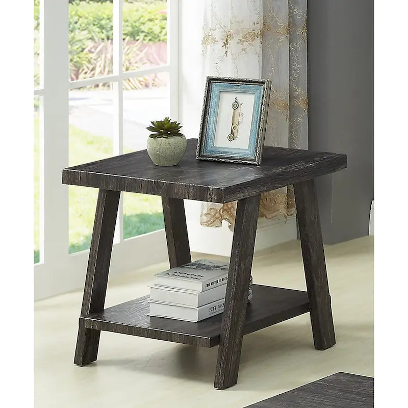 Contemporary Replicated Wood Shelf End Table