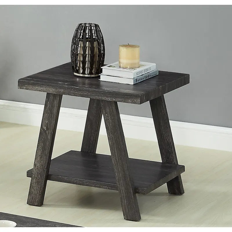 Contemporary Replicated Wood Shelf End Table