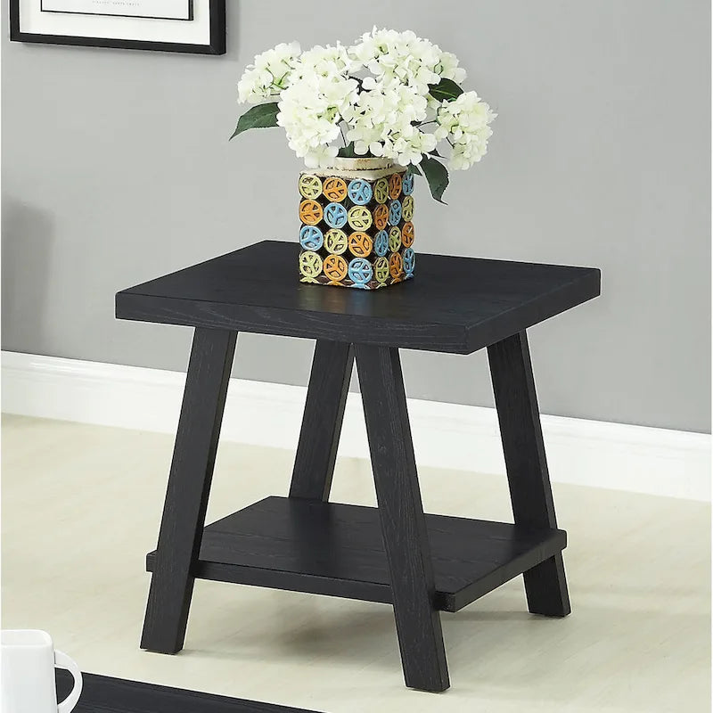 Contemporary Replicated Wood Shelf End Table