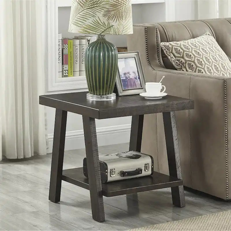 Contemporary Replicated Wood Shelf End Table
