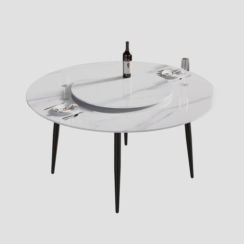 Ronde eettafel van wit marmer van 59 met draaiplateau