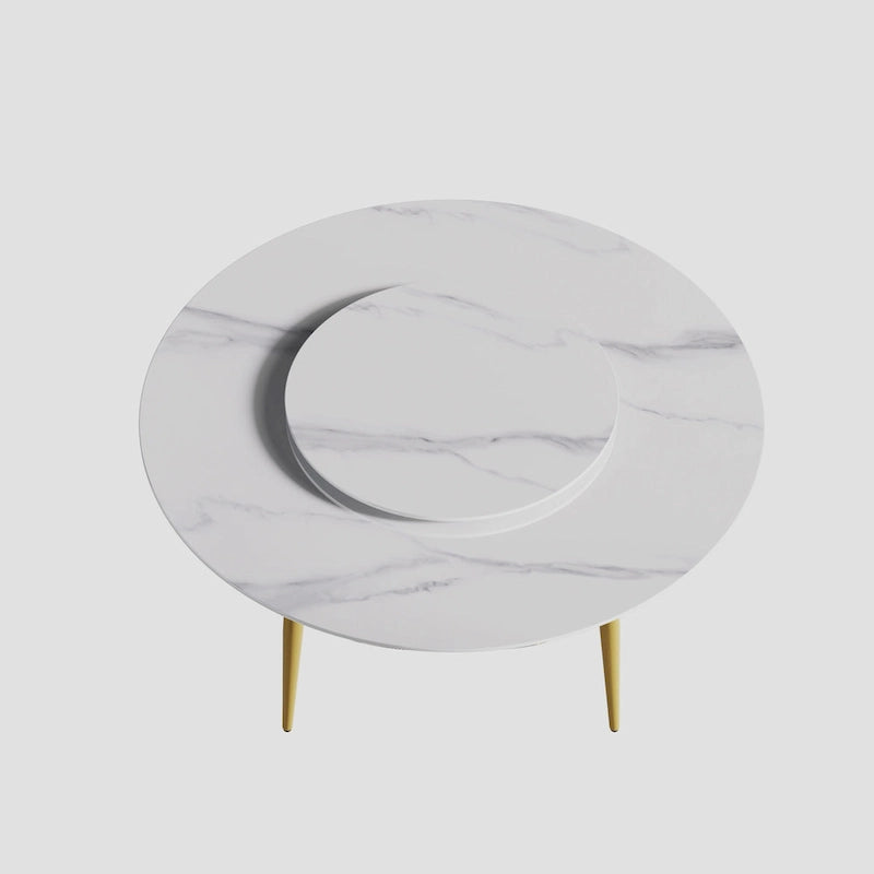 Ronde eettafel van wit marmer van 59 met draaiplateau