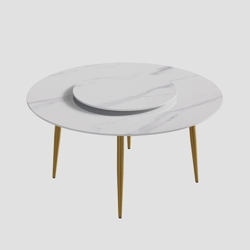 Ronde eettafel van wit marmer van 59 met draaiplateau
