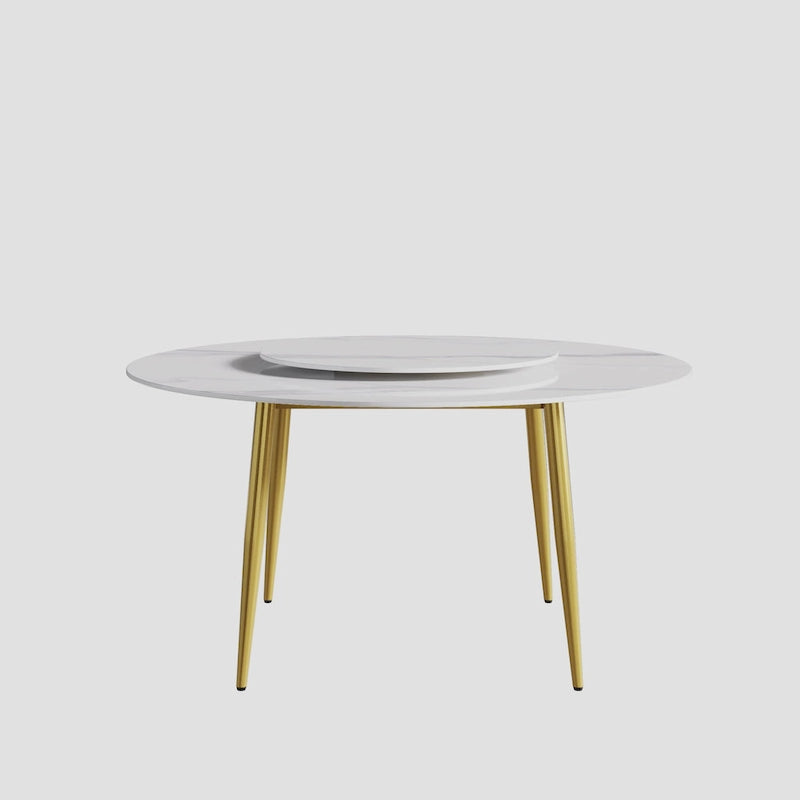 Ronde eettafel van wit marmer van 59 met draaiplateau