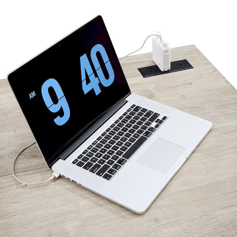 40 in. Corner Desk with USB Chargers and 3-drawer File Cabinet