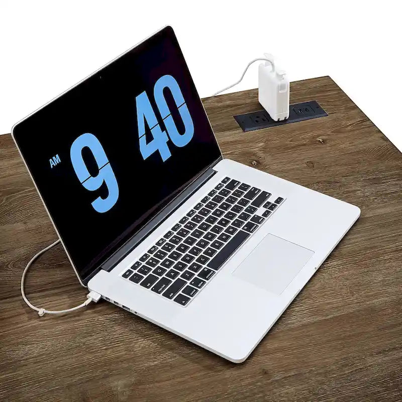 40 in. Corner Desk with USB Chargers and 3-drawer File Cabinet