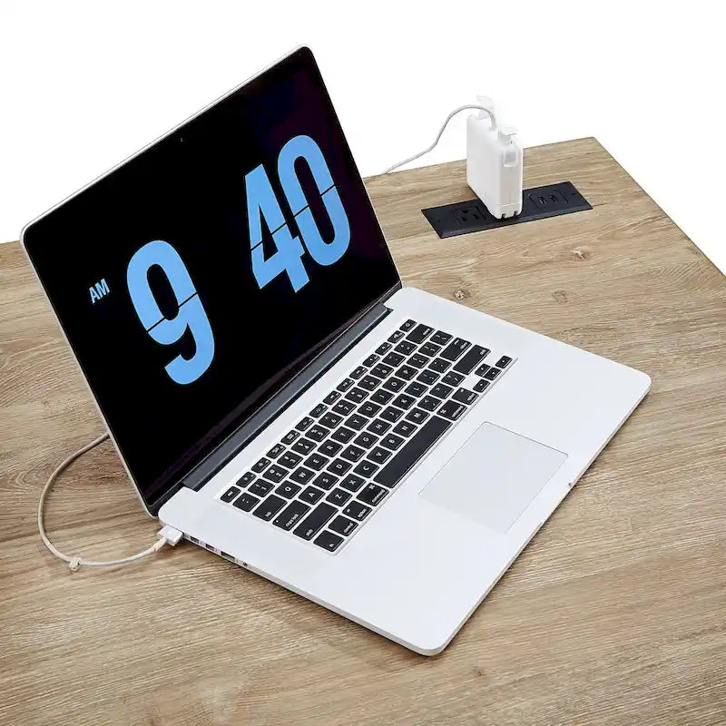 40 in. Corner Desk with USB Chargers and 3-drawer File Cabinet