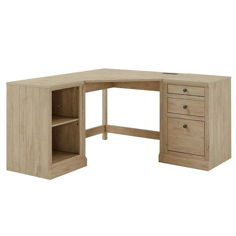40 in. Corner Desk with USB Chargers and 3-drawer File Cabinet
