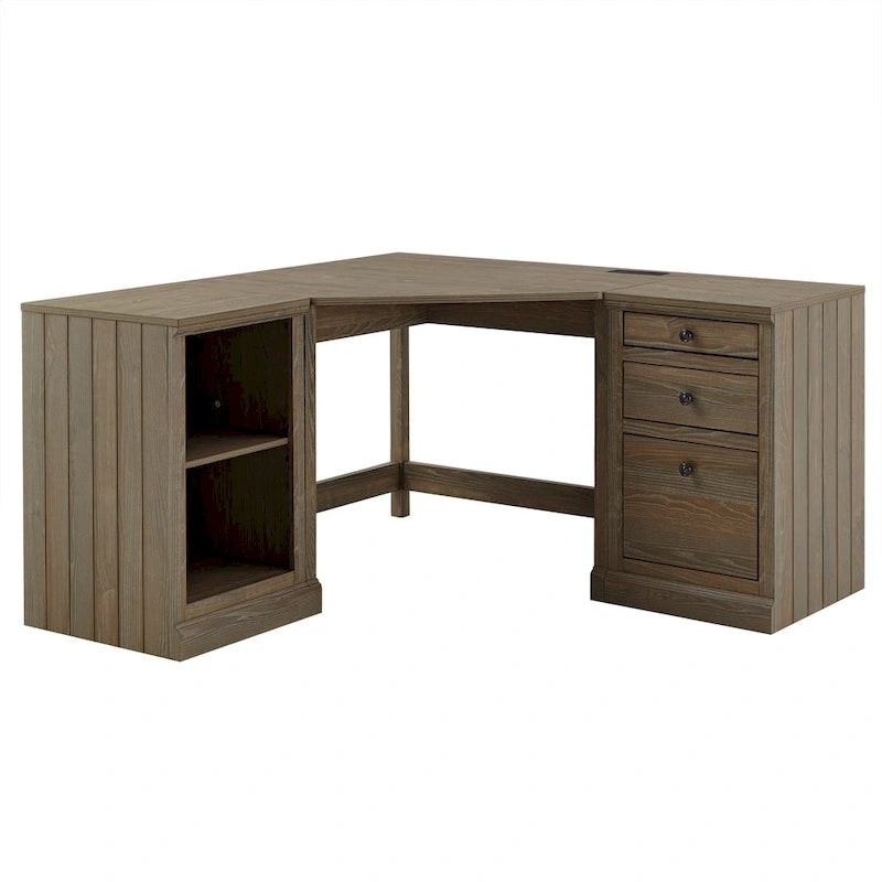 40 in. Corner Desk with USB Chargers and 3-drawer File Cabinet