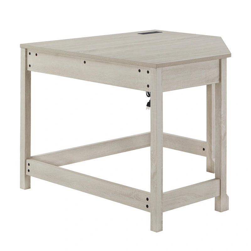 40 in. Corner Desk with USB Chargers and 3-drawer File Cabinet