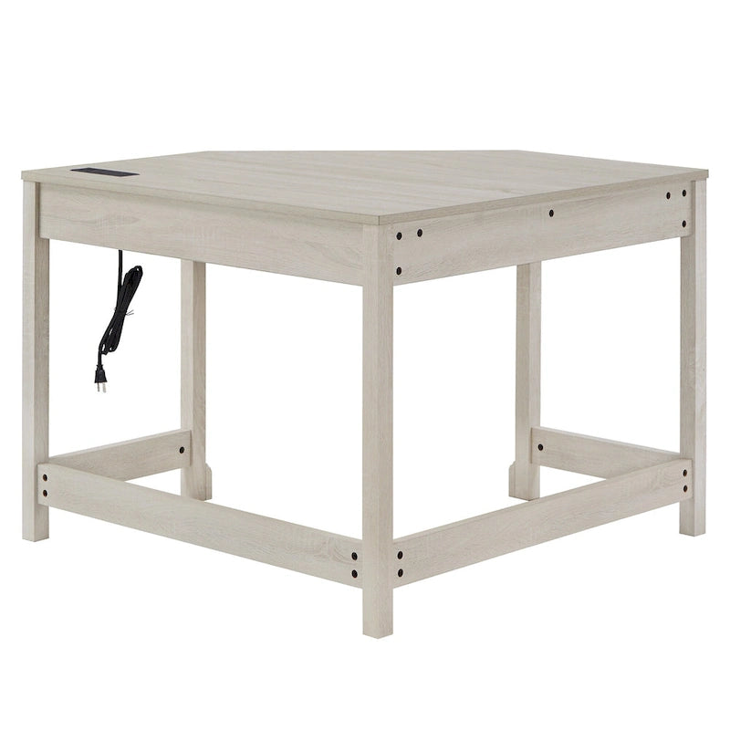 40 in. Corner Desk with USB Chargers and 3-drawer File Cabinet