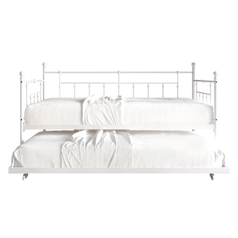 Classic Victorian Metal Twin Daybed with Trundle