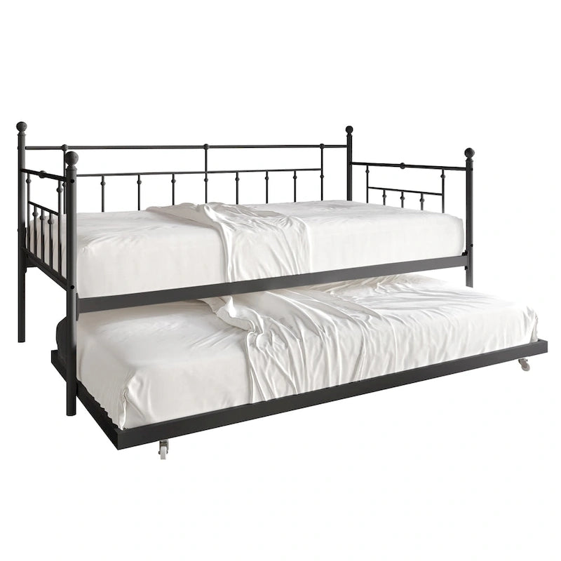 Classic Victorian Metal Twin Daybed with Trundle