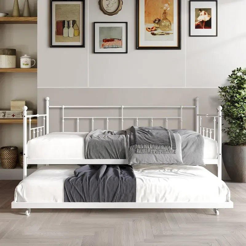 Classic Victorian Metal Twin Daybed with Trundle