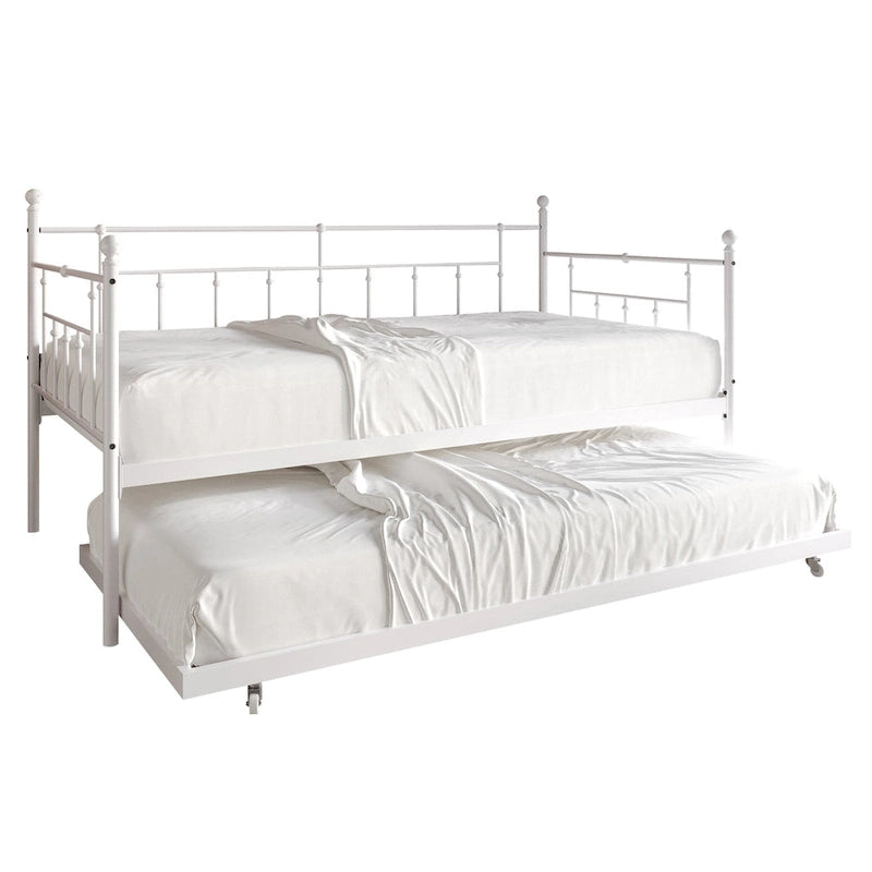 Classic Victorian Metal Twin Daybed with Trundle