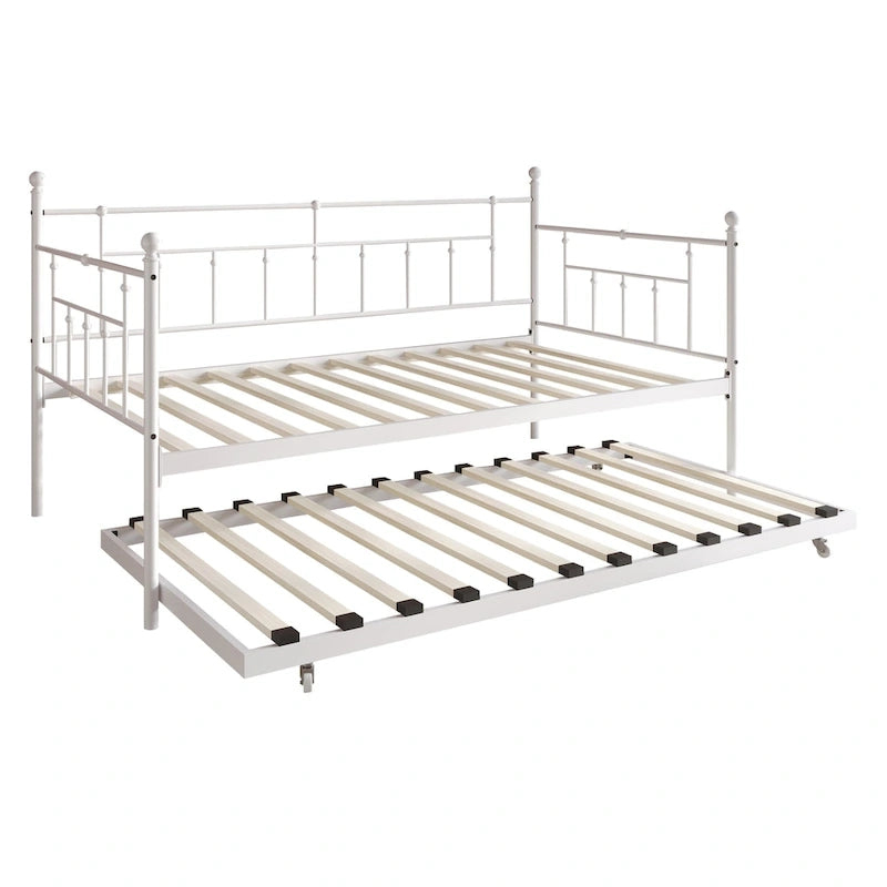 Classic Victorian Metal Twin Daybed with Trundle