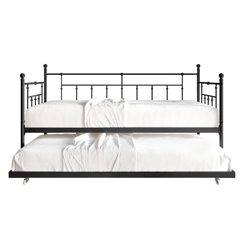 Classic Victorian Metal Twin Daybed with Trundle