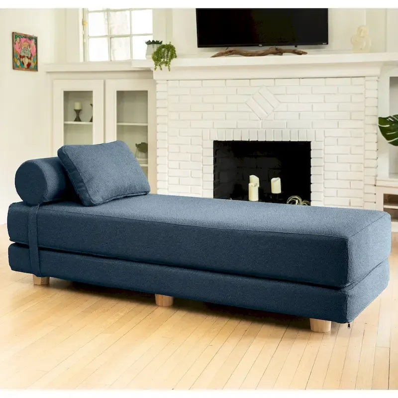 Daybed - Fold Out Queen Sleeper - Premium Boucle: Sleek and Modern Lounge for Relaxing and Overnight Guests