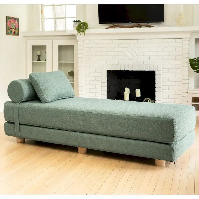 Daybed - Fold Out Queen Sleeper - Premium Boucle: Sleek and Modern Lounge for Relaxing and Overnight Guests