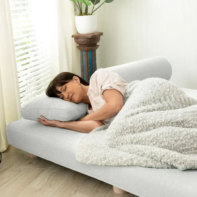 Daybed - Fold Out Queen Sleeper - Premium Boucle: Sleek and Modern Lounge for Relaxing and Overnight Guests