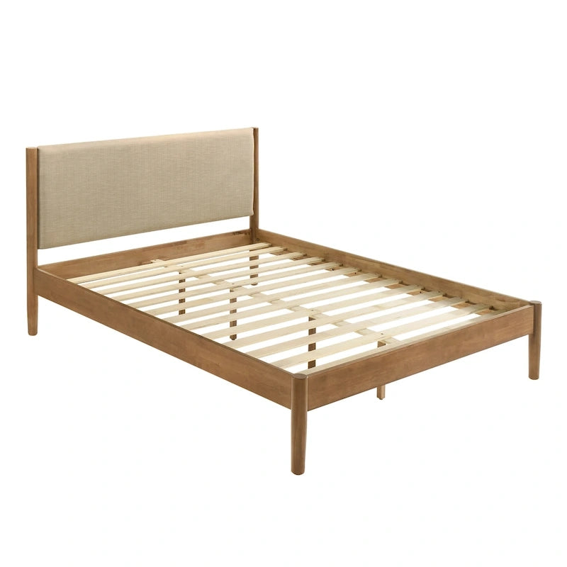 Platform Bed, Light Walnut, Queen