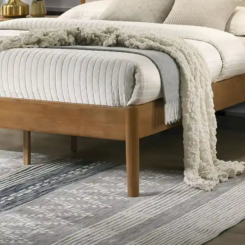Platform Bed, Light Walnut, Queen