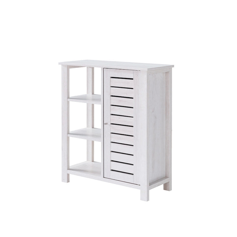 Farmhouse White Oak Storage Cabinet with 3-Open Shelf