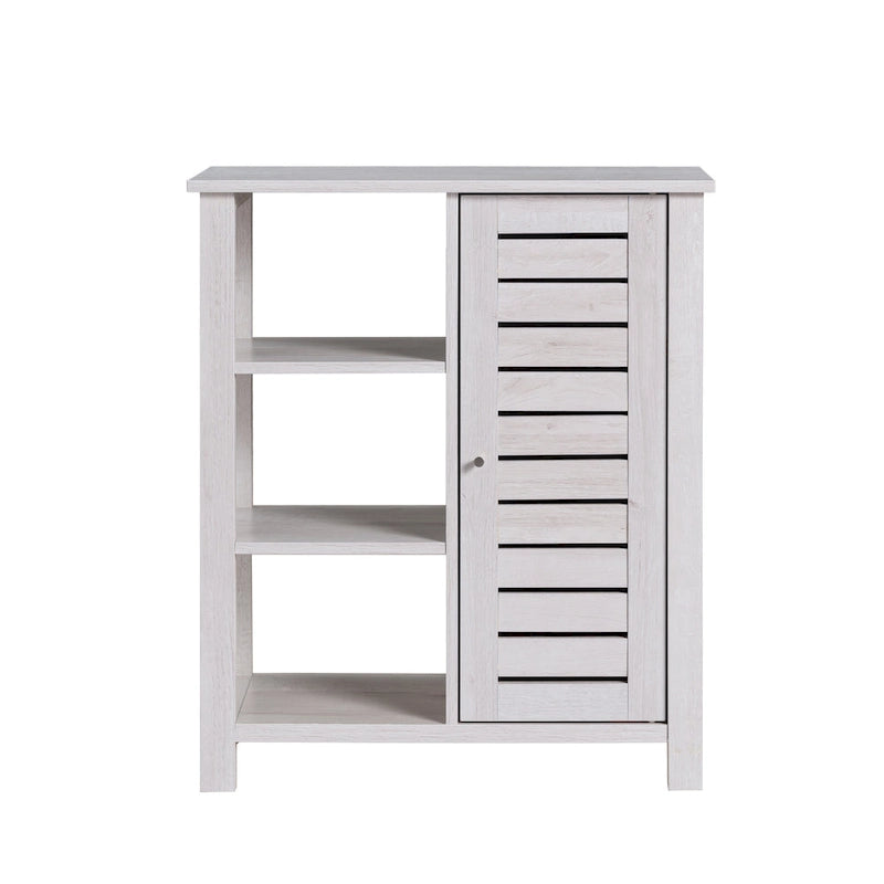 Farmhouse White Oak Storage Cabinet with 3-Open Shelf