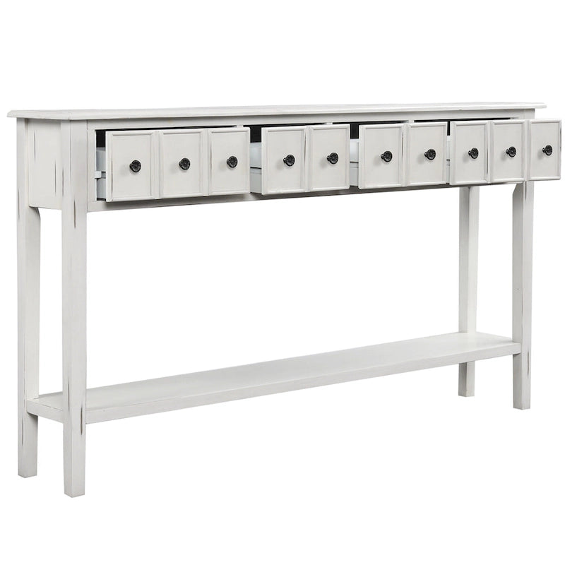 Rustic 4-drawers Long Entryway Console Table
