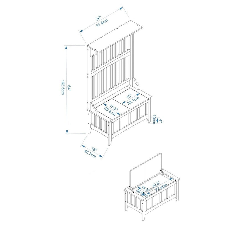 Entryway Hall Tree Storage Bench