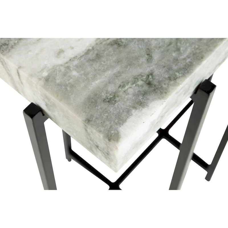 Modern 24 Tall Genuine Marble Top Accent End Table